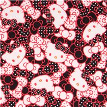 black Hello Kitty cute face and bow fabric by Kokka - Hello Kitty ...