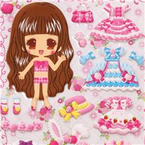 pink princess girls dress up doll puffy sponge stickers - Cute Stickers ...