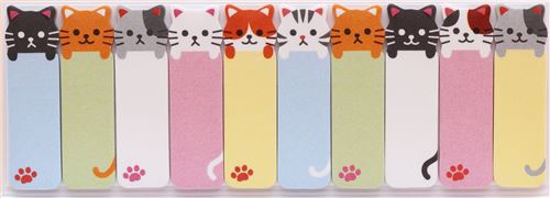 cute funny colorful cat slim bookmark stickers sticky notes by mind