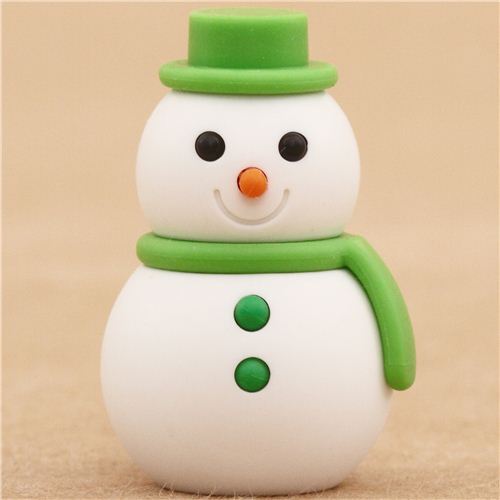 green Snowman Christmas eraser by Iwako from Japan - Cute Erasers ...